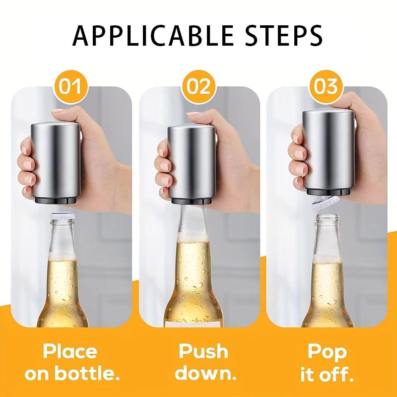 Stainless Steel Automatic Beer Bottle Opener Magnetic Beer Bottle Opener Portable Beers Bottles Openers Bar Kitchen Tools