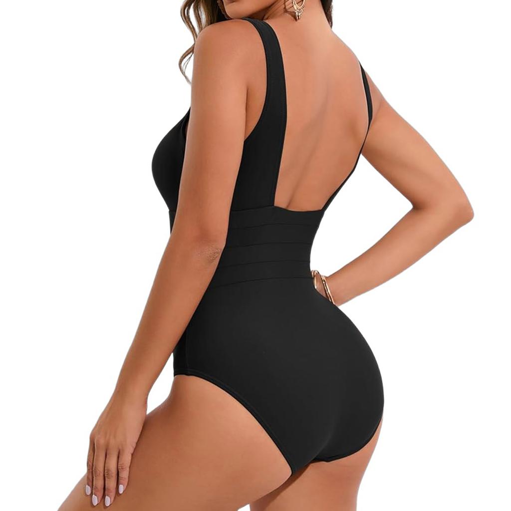 Women’s One Piece Swimsuit Scoop Neck Sleeveless Stretchy Fabric Classic Fit Bathing Suit Swimwear for Beach Pool