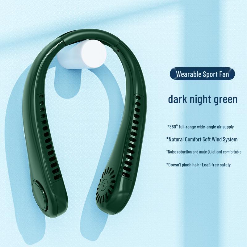 Безлопастной шейный веер: Портативный, Бесшумный USB Мини-Кондиционер для Бега и Спорта