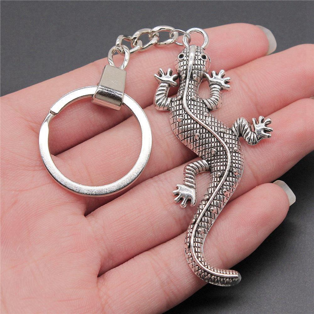 Dinosaur Animal Prehistoric Creature Pendant Antique Bronze Metal Keychain with 30mm Ring for Women High Quality