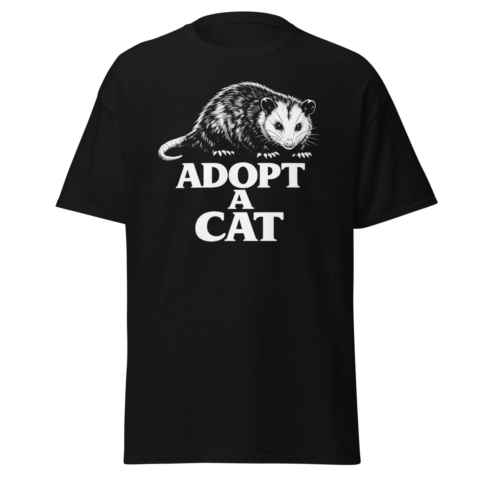Adopt A Cat - Funny Opossum Meme T-Shirt, Unisex S