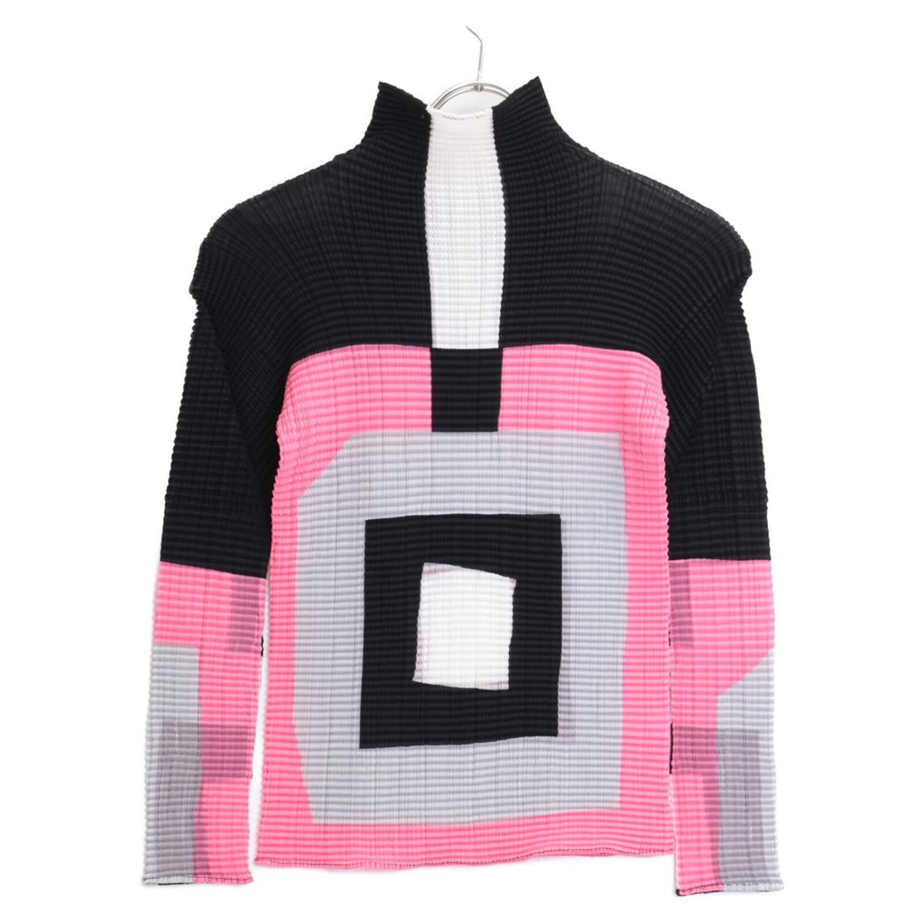 PLEATS PLEASE 2010 Pink x Black MM02FT904 Long Sleeve Top tops M Pink x BlackUsed