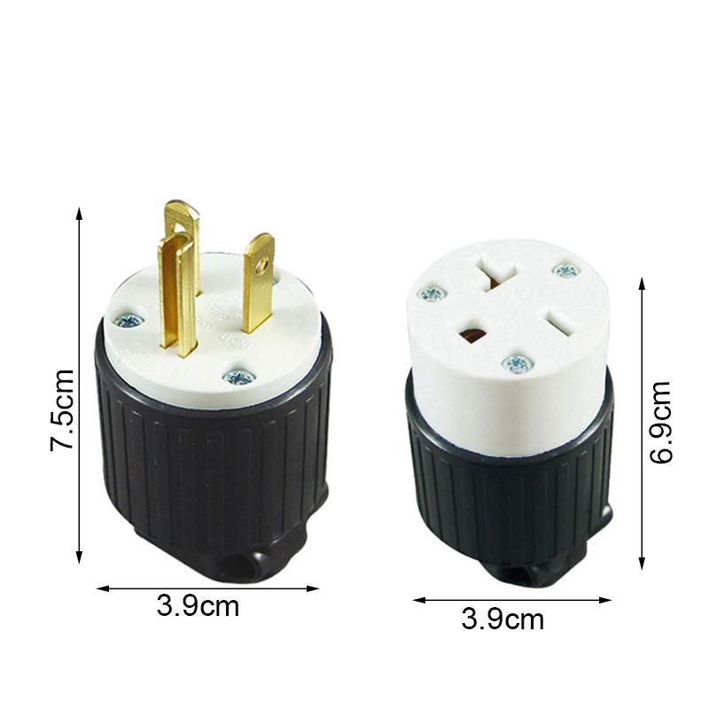 6-15P/6-15R Us Standard Straight Blade Cord Connector Male/ Female Ends Extension Cord Ends Connector Set 15 Amp 250 Volt