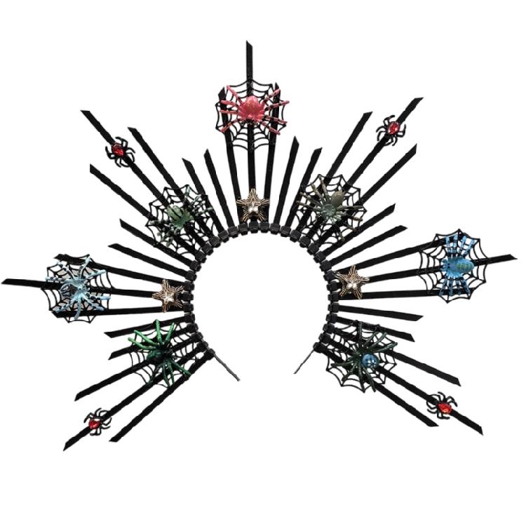 Punk Rock Pajęcze Nakrycia Głowy Złote Metaliczne Opaski Opaska do Włosów z Kolcami Dekoracje na Festiwale Muzyczne i Kluby Nocne