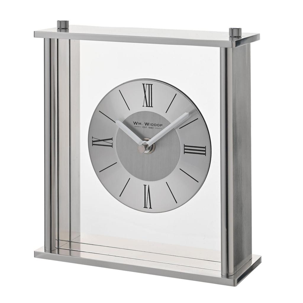 Wm. Widdop Silver Square Mantel Clock