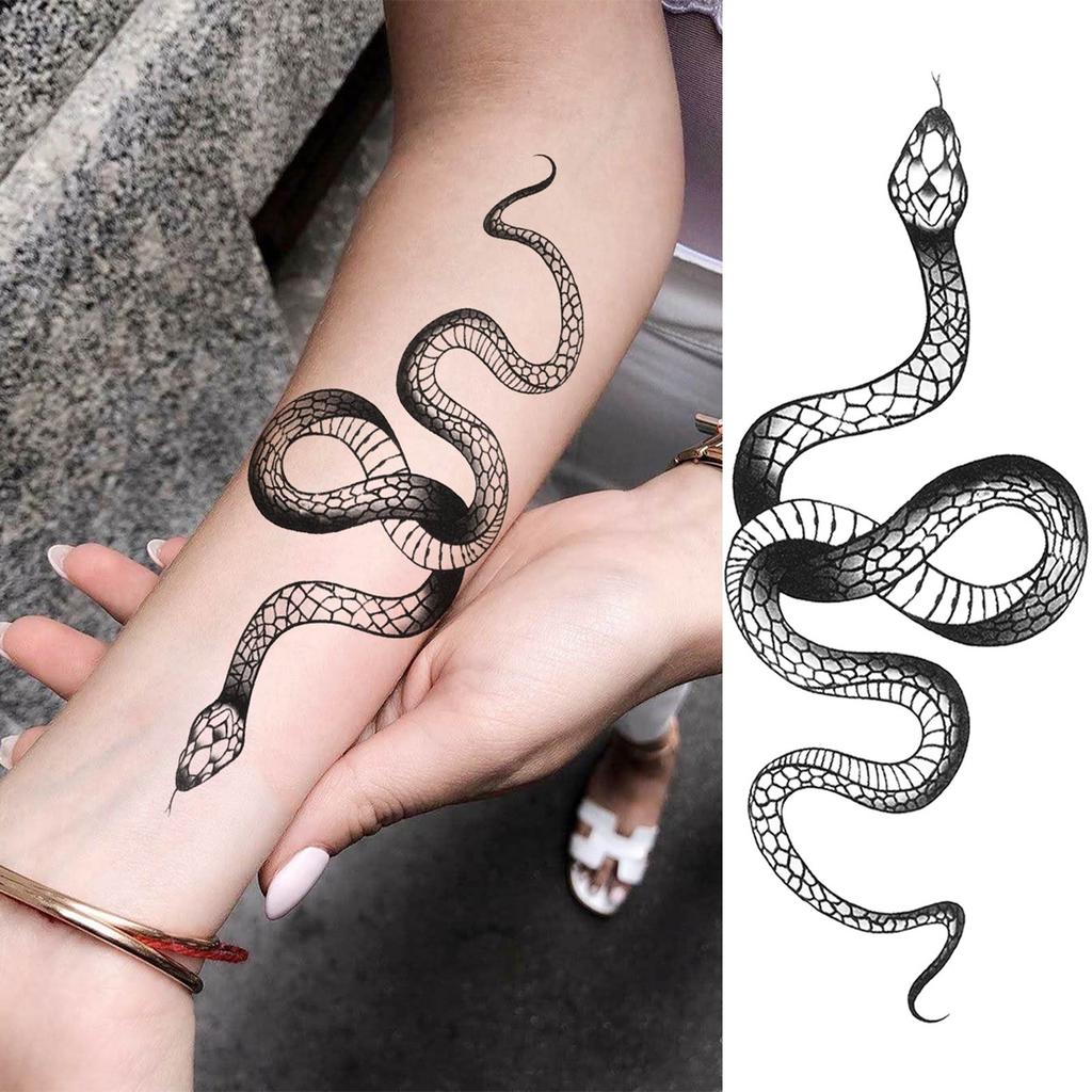1 Sheet Flower Snake Temporary Tattoos For Women Girls Black Peony Rose Flora Sexy Tattoo Sticker Waterproof Self Adhesive Arm