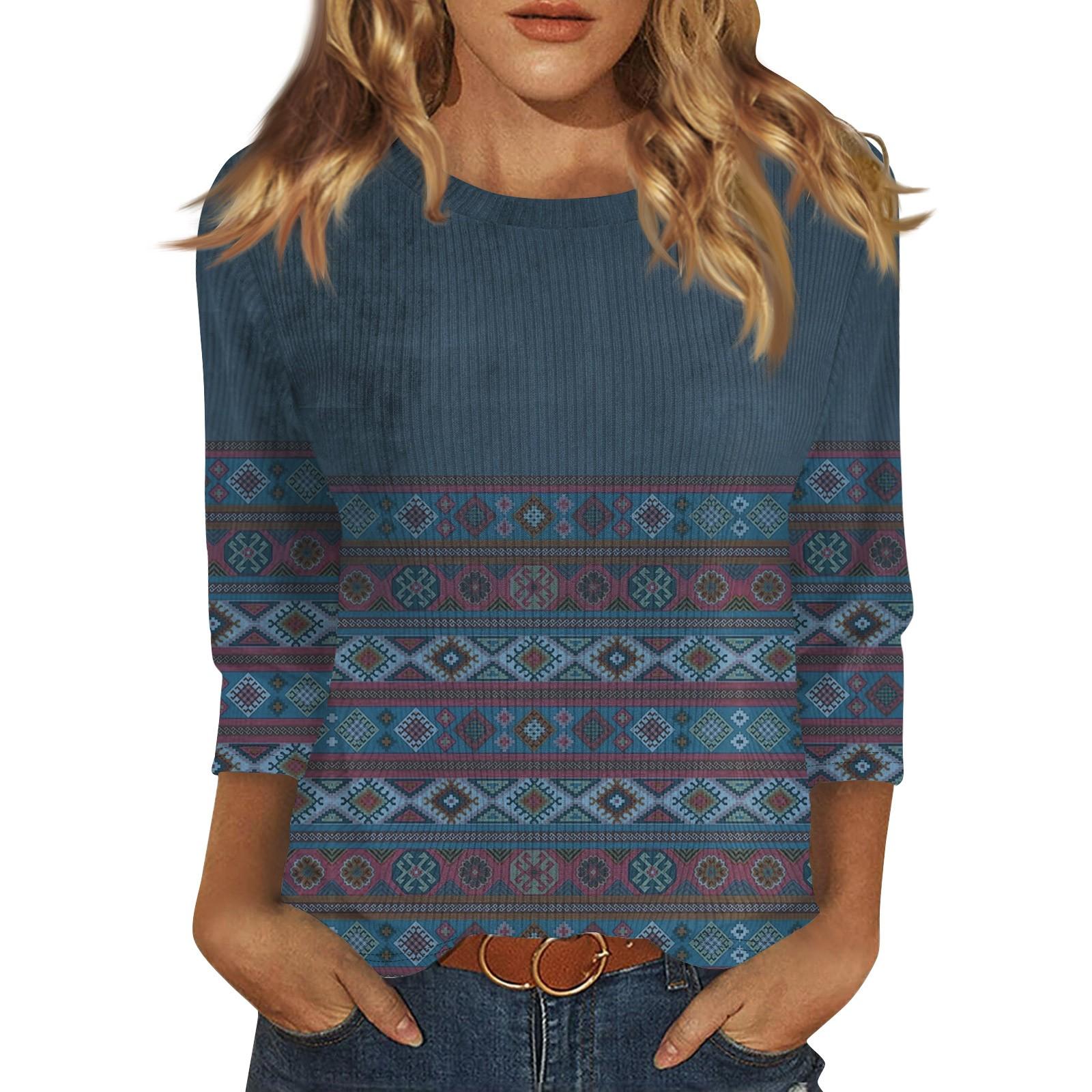 

Женская модная повседневная футболка с круглым вырезом и рукавом три четверти с принтом, топ S светло-серый