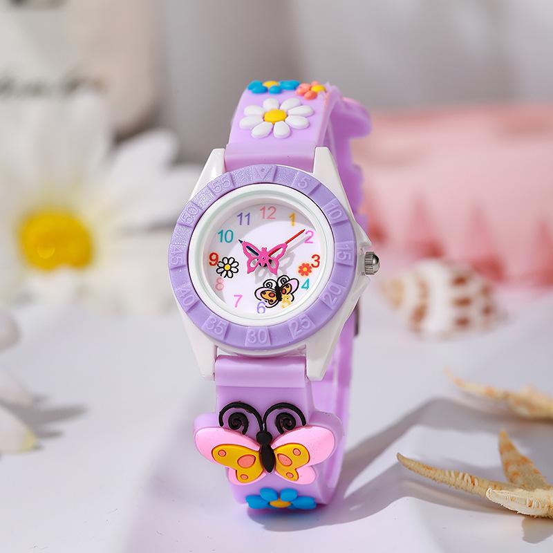 Children'S Watch Butterfly Cartoon Quartz Watch Digital Silicone Strap Children'S Gift Watch