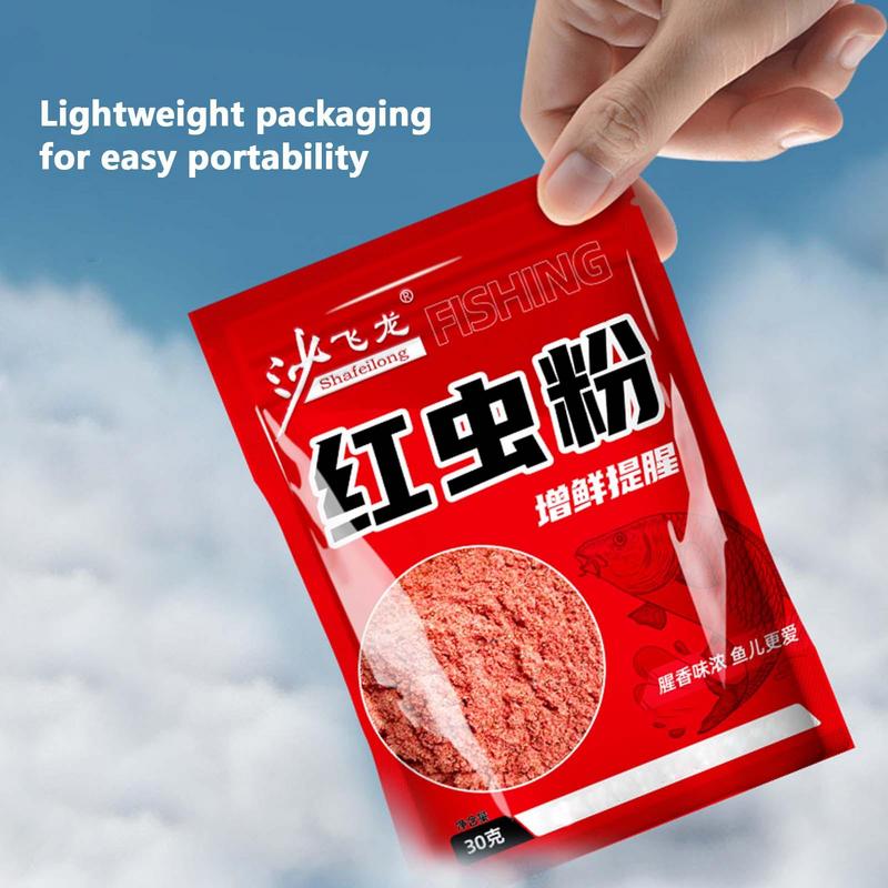30G Bait Scent Fish Attractants Red Worm Scent Enhancer Powder Natural Powder Fish Bait Additive Highly Concentrated Fishing