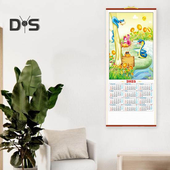 2025 Wall Calendar Chinese New Year Calendar Year of The Snake Hanging Calendar Monthly Lunar Calendar for Home Office Decor