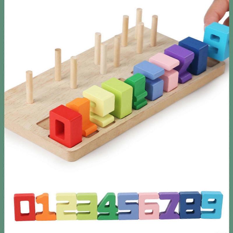 Number Blocks Counting Puzzle Shape Wooden Sensory Toy Toddler Toys Preschool Learning Activities Toys For Ages 18 Months+ Toy Playsets