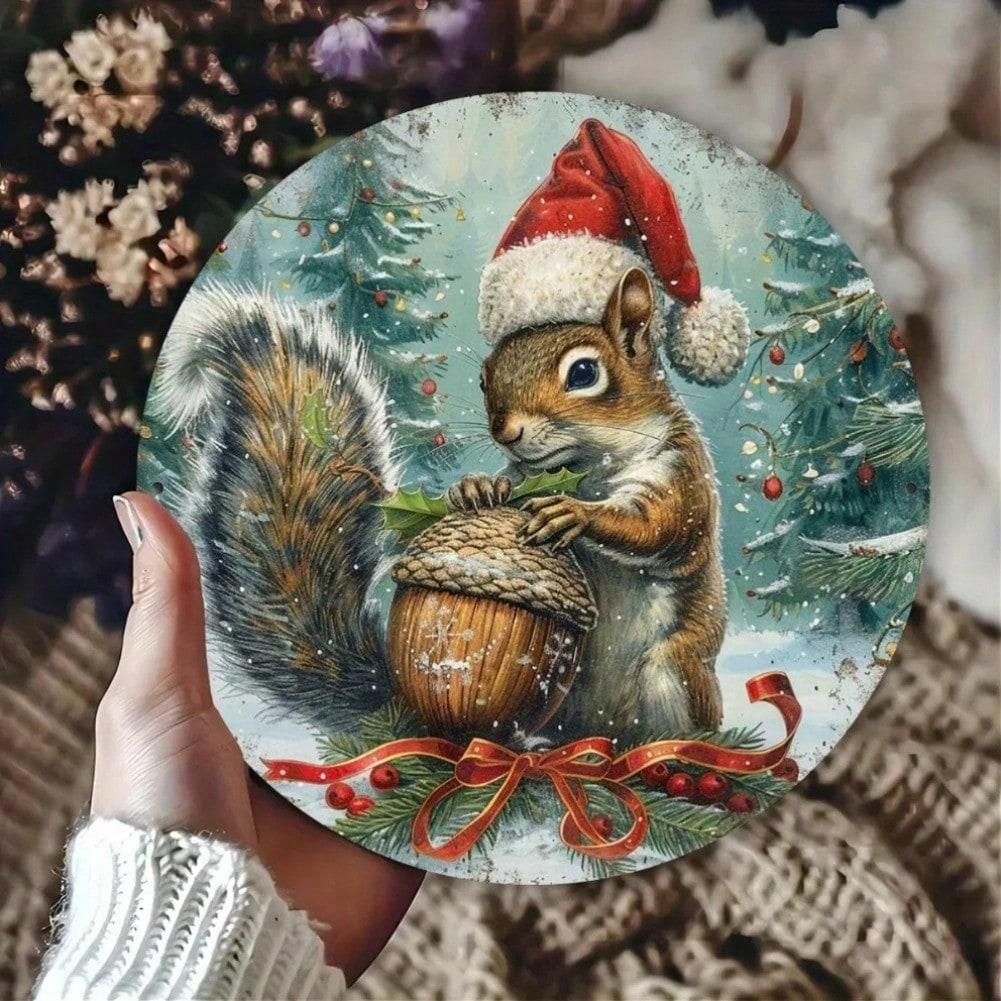 

Vintage Christmas Squirrel 8x8 Inch Embossed Metal Tin Sign Wall Art Home Decor 20x20 різнокольоровий