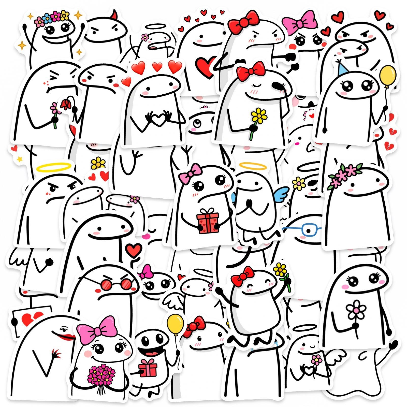 

50 Line Villain Stickers Cute Funny Abstract Fun Mood Stickers Hand Account Decoration Waterproof Stickers