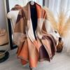Winter Blanket Scarf Shawl For Women Warm Pashmina Geometric Color Blocks Print Wrap Imitation Cashmere Foulard Scraves