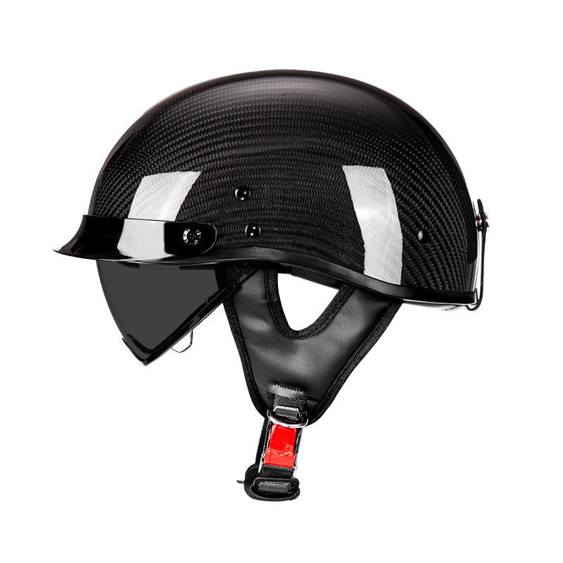 AD Carbon Fiber Retro 3C Certified Motorcycle Half Helmet for Men & Women