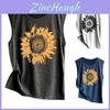 Women's Casual Sleeveless Tops Featuring Beautiful Sunflower Print For Everyday Fashion