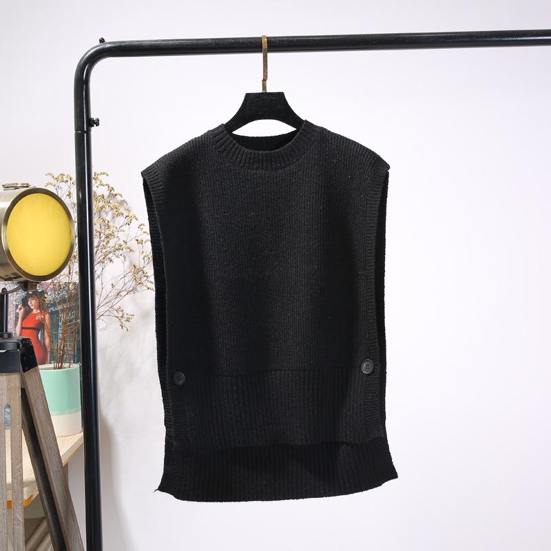 Women's Round Neck Sleeveless Knit Wool Vest - Korean Style Spring/Autumn Thin Cardigan In Solid Colors