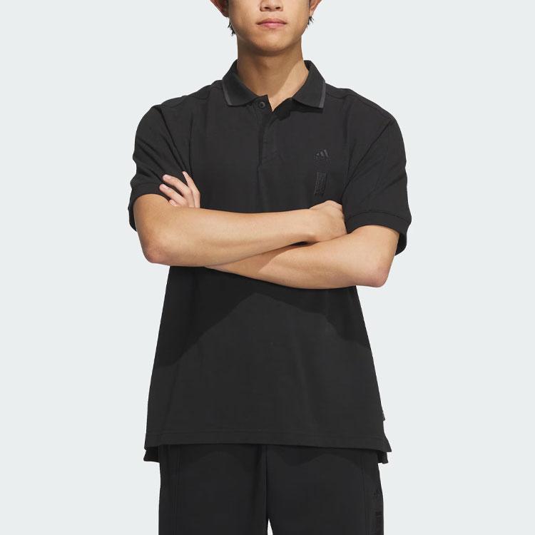 Adidas Wuji Series Collar Trim Sports Casual Short Sleeve Polo Shirt Men Tops Black IP4914