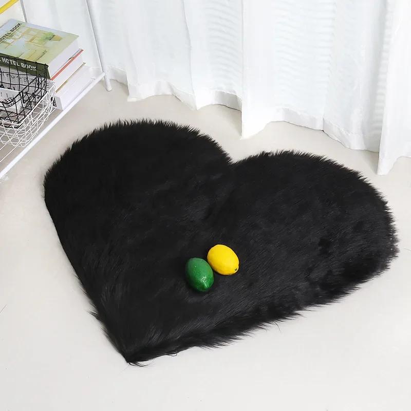 

Carpet Carpets Room Rugs Home Fluffy Soft Floor Bed Mat Living Faux Children Fur Rug Floor Plush for Shaggy Room Non Decor Slip 30x40cm чёрный
