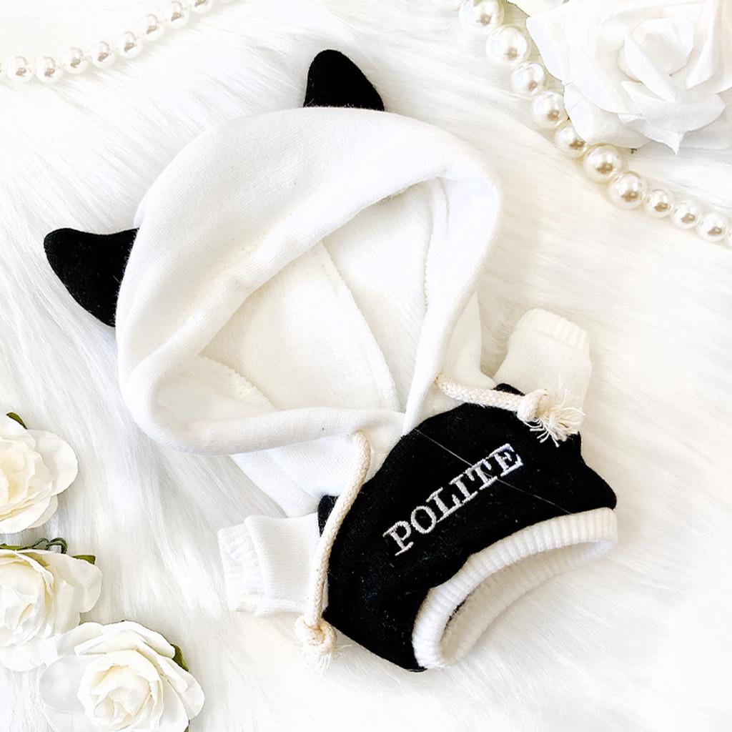 White 10cm Plush Hoodie with Horns, Cotton Doll Clothes, G.triger, for Oshi-Nui (Pre-owned)