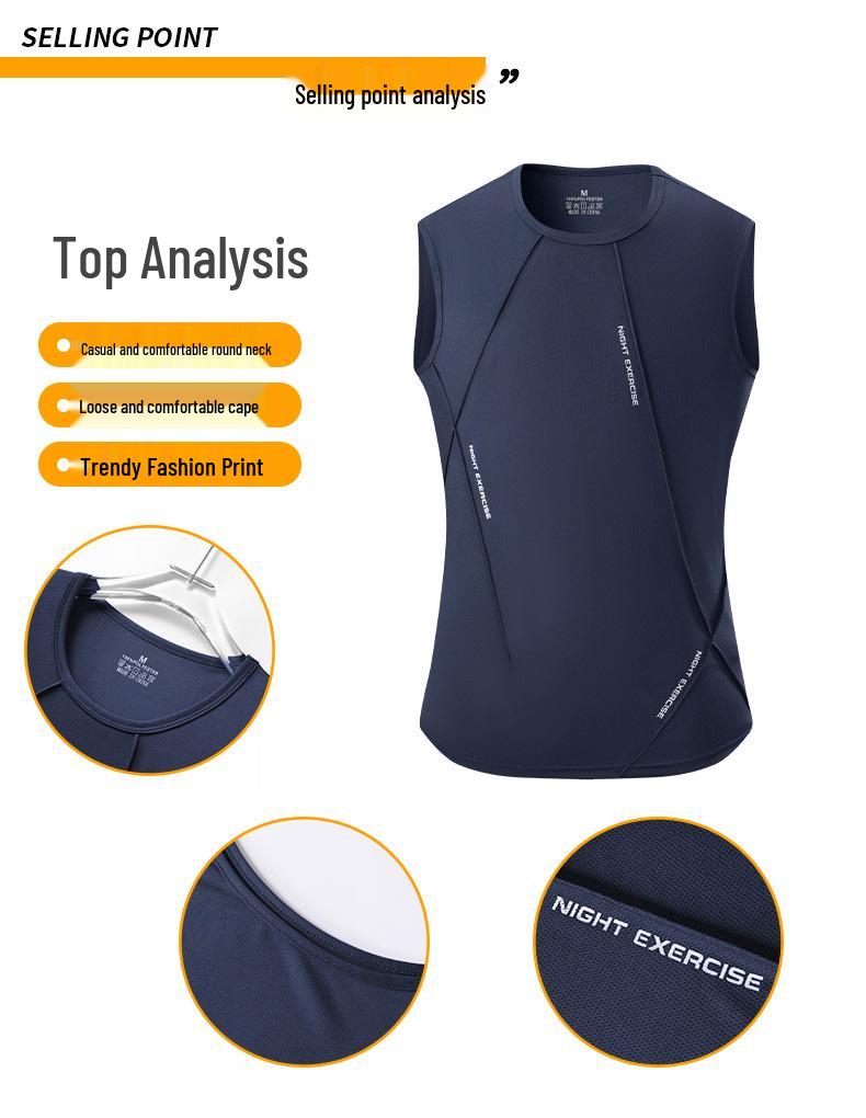 Men's Summer Ice-Cooling Sports Set: Short-Sleeved T-shirt & Sleeveless Vest with Shorts