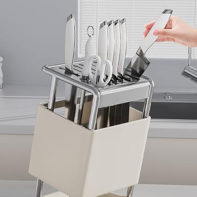 Küchenmesserhalter Integrierter Schräg-Einsatzständer Platzsparende Aufbewahrung Multifunktional Küche Organisiert für Utensilien