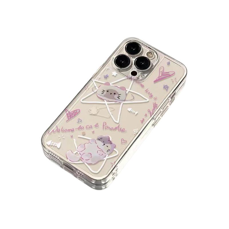 Line Star Apple 17 Pro Max & 15 Pro iPhone Transparent Space Cat Soft Case XS