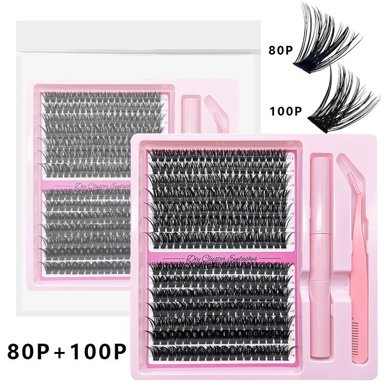 30D40D100D Segmented False Eyelashes Natural Dense Curled Single Cluster Self-Adhesive Eyelash Set