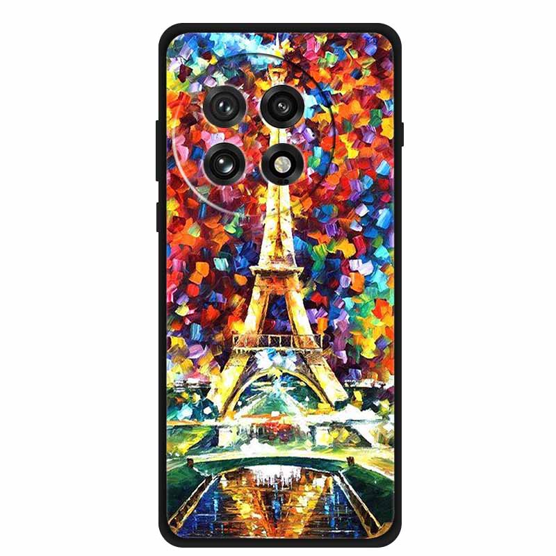Funda For OnePlus13 5G Case OnePlus 13R Black Silicone Soft Flower Fashion TPU Back Cover For OnePlus13 13R Case Protective Capa
