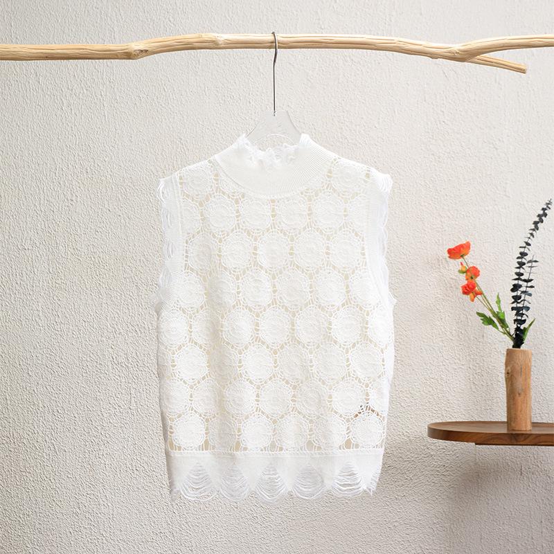 Niche Design Luxury Crochet Knit Wool Sleeveless Cardigan