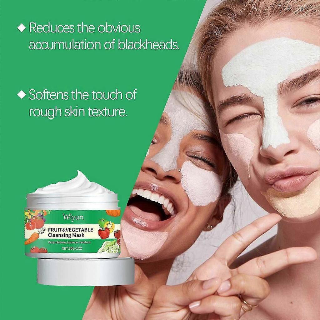 Brightening Fruit Cleansing Mask for Deep Pore Detox, Hydration & Radiance - Natural White Clay & Bentonite Skin Care for All Skin Types