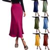 Women's Midi Satin Skirt Dressy Casual High Waisted A Line Flowy Ruffle Elegant Party Skirts