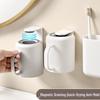 Wall-Mounted Magnetic Mouthwash and Toothbrush Cup with Handle - Punch-Free Plastic Design