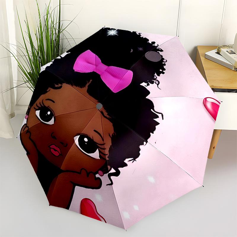 Pink Bowknot Outdoor Umbrella - Automatic Open/Closed Rainproof with 8-Bone Iron Frame, Portable Folding Design for Fans and Travelers, Perf