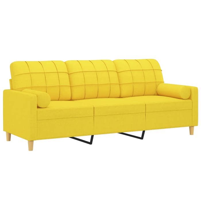 VidaXL Canapé 3 places avec oreillers jaune clair 180 cm tissu, canapé, canapé de salon, canapé 3 places en tissu, canapé 3200795
