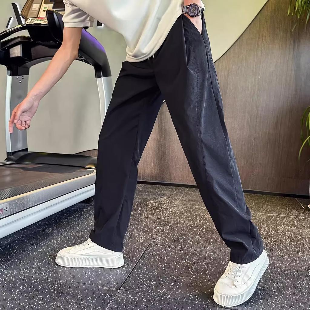 New Casual Pants Men's Summer Thin Trendy Brand Loose Solid Color Straight Wide-leg Pants Trend Versatile