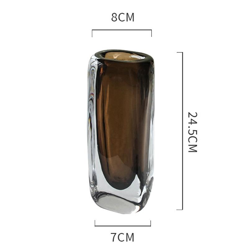 Creative Delicate Brown Glass Vase Hydroponics Plant Pots Table Decoration Flower Arrangement Floral Vases Room Aesthetic Decor