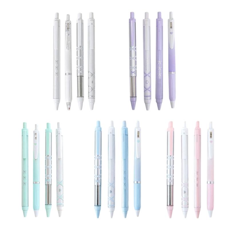 4 Pcs 0.5mm Gel Ink Pen Ballet Strap Bows Neutral Pen Retractable Black Ink Gel Pen Lovely Pressing Pen for Journaling