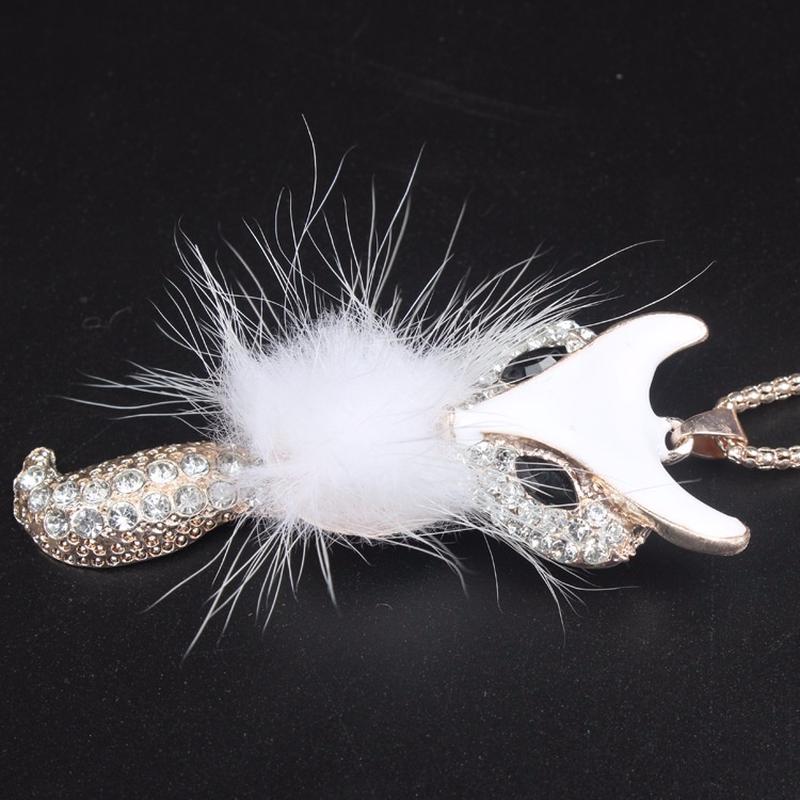 Collane Ciondoli Collana con Cristalli Vivaci, Fascino Elegante e Adorabile, Pelliccia di Volpe per Donne