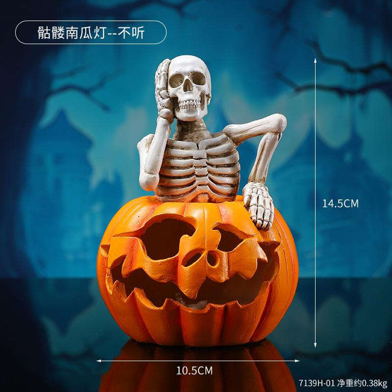 Creative Halloween Jack-o-lanterns Ornament Party Funny Atmosphere Decoration Props Ghost Festival Skull Resin Crafts