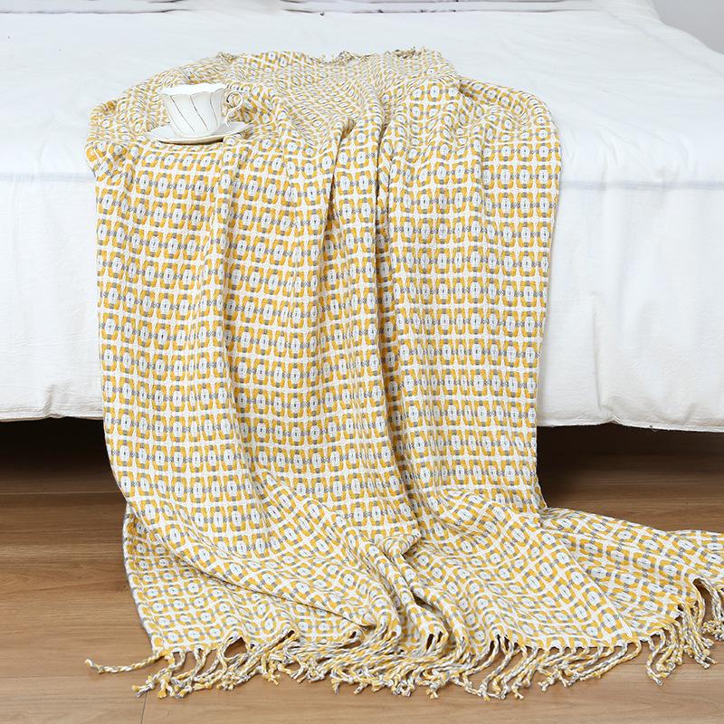 Bohemian Knitted Sofa & Bed Runner Throw Blanket - Summer Air Conditioning Nap Cover