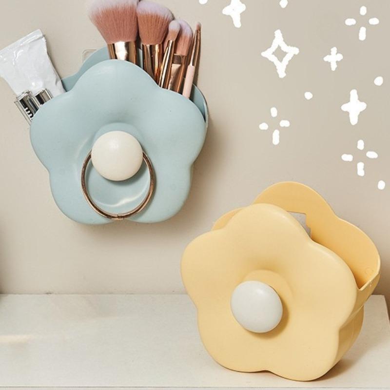 Flower Makeup Brush Storage Box Wall-mounted Home Bathroom Dressing Table Desktop Comb