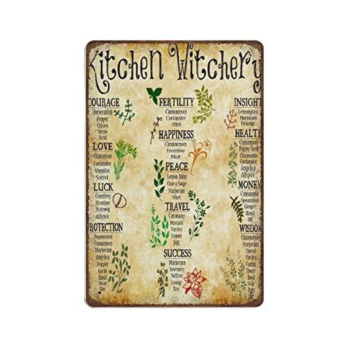 Retro Thick Metal Tin Sign Witches Magic Knowledge Wall Art Novelty Kitchen Witchery PostersHome Decor Wall ArtFunny Si Sign