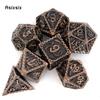 7 Pcs Copper Dragon Metal Dice Solid Metal Polyhedral Dice Set Suitable For Role-Playing Dice PropBoard Game Gift
