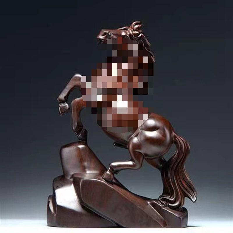 

Різьба по дереву ебенового дерева: Кінь: Орнамент з масиву дерева для успіху - Ручна робота, Декорація для дому та ТВ-шафи, Подарунок на відкриття Height 20cm