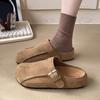 Fashion 2025 Shoes Female Closed Toe Women's Slippers Outdoor Casual Slippers Women Buckle Round Toe Platform Flat with Warm Shoes Women