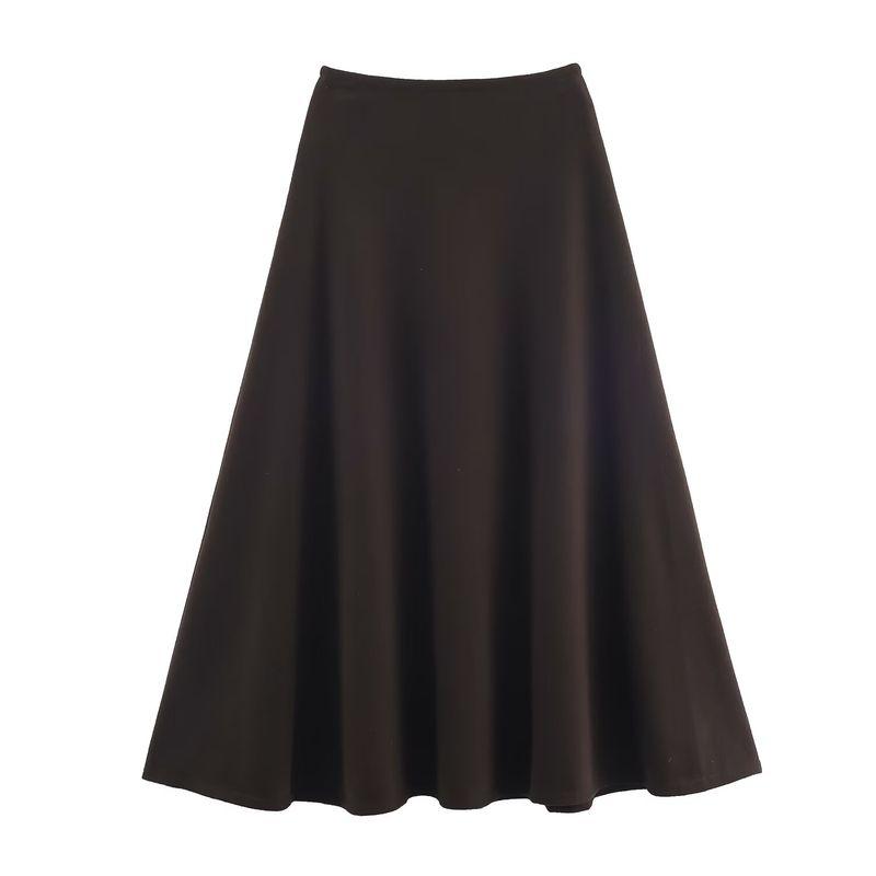 Za Export New Arrival Women's Clothing ZR Fashion Style Fashion Woolen Elastic Waist Big Hem Umbrella Skirt Long Skirt