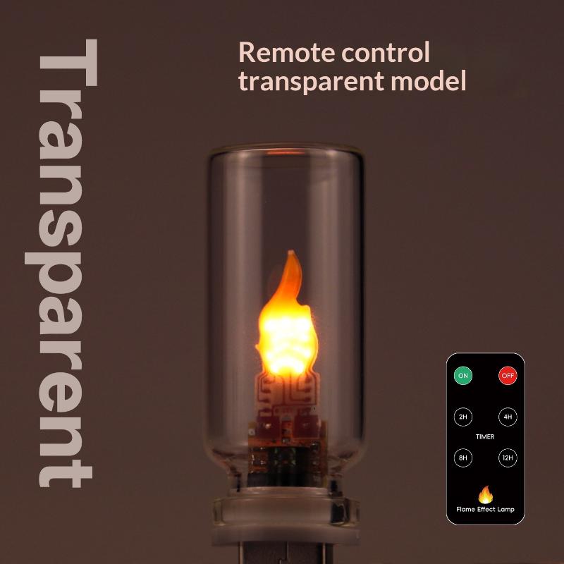 

[ZYAS] Simulated Flame USB Flame Flickering LED Frosted Clear Glass Candle Night Light With Remote Control For Car Home Decor