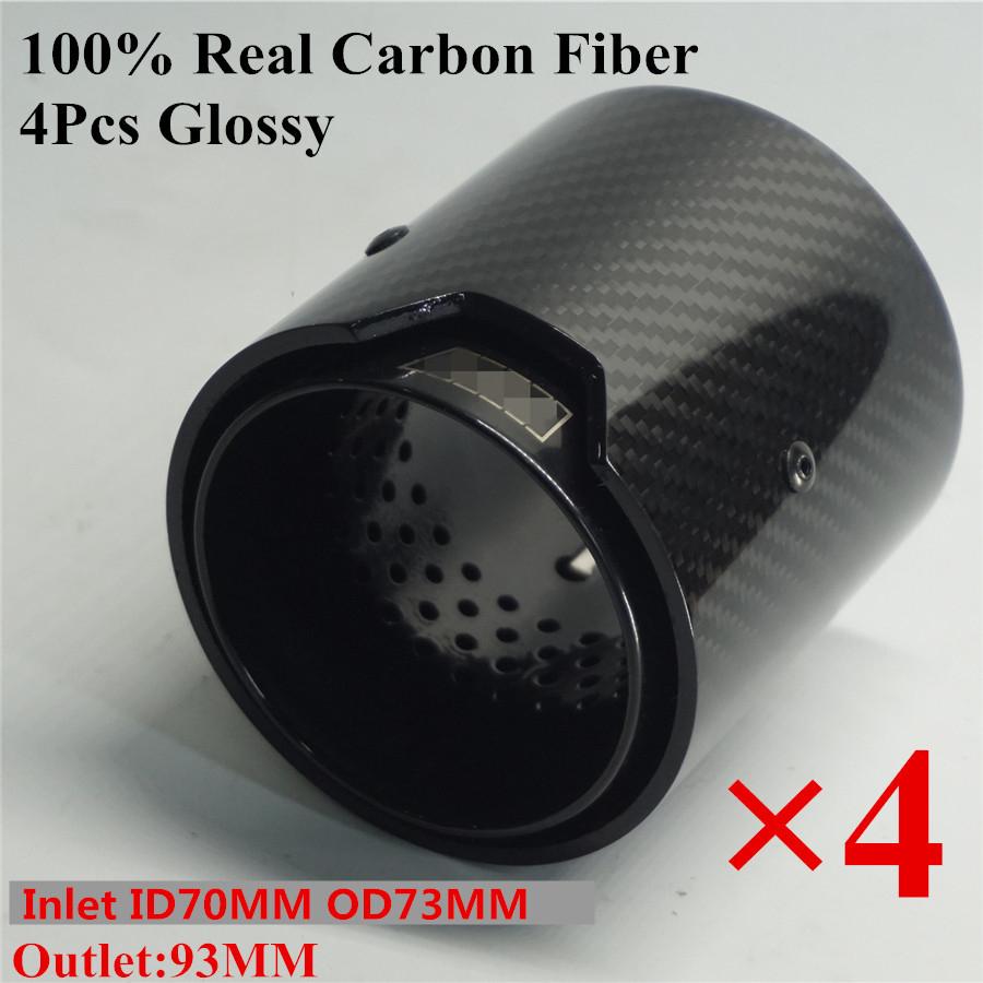4Pcs 73MM IN 93MM OUT Glossy 100% Real Carbon Fiber Exhaust tip For BMW M Performance exhaust pipe M2 F87 M3 F80 M4 F82 F83 M5 F10 M6 F12 F13 X5M X6M