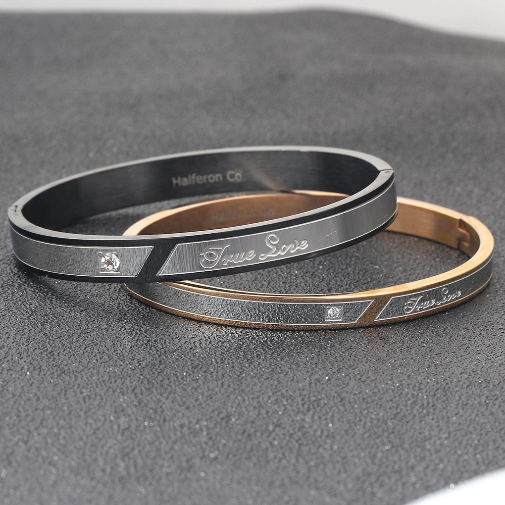 Personalized Valentine's Day Chinese Valentine's Day Gift Fashion Inlaid Zirconium Couple Bracelet Titanium Steel Bracelet